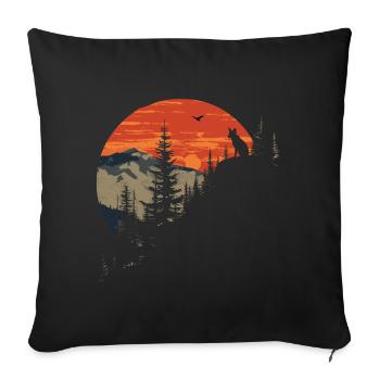 Fox Head Woodland Animal Nature Trees Baby Fox - Sofa pillowcase 17,3'' x 17,3'' (45 x 45 cm) - black - Front
