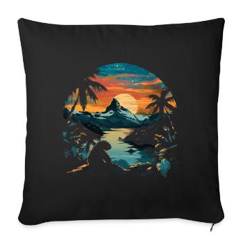 Sloth Sloth Animal Sloth Wilderness Beach Palm Trees - Sofa pillowcase 17,3'' x 17,3'' (45 x 45 cm) - black - Front