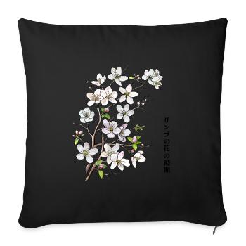 Apple blossoms - Sofa pillowcase 17,3'' x 17,3'' (45 x 45 cm) - black - Front