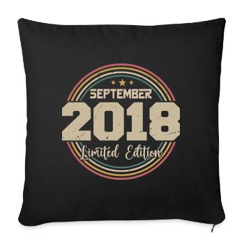 September 2018 Geburtstagsgeschenk 2018 - Sofakissenbezug 45 x 45 cm - Schwarz - Vorne