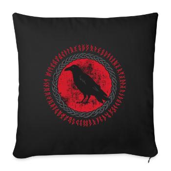 Norse Raven with Ancient Runes Circle - Sofa pillowcase 17,3'' x 17,3'' (45 x 45 cm) - black - Front
