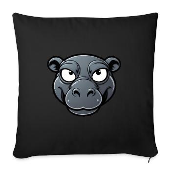 Cartoon Comic Süßes Nielpferd - Sofakissenbezug 45 x 45 cm - Schwarz - Vorne