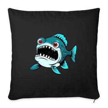Cool Cartoon Piranha Fish - Sofa pillowcase 17,3'' x 17,3'' (45 x 45 cm) - black - Front