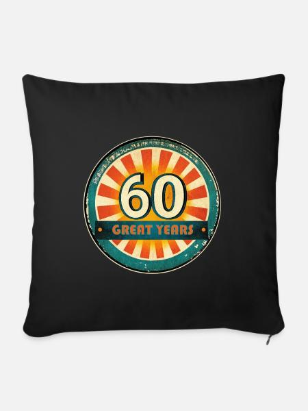 60 Great Years Geburtstag - Sofakissenbezug 45 x 45 cm - Schwarz