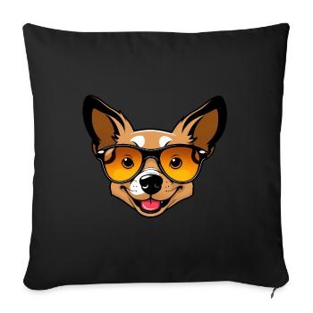 Cooler Cartoon Hund mit Sonnenbrille - Sofakissenbezug 45 x 45 cm - Schwarz - Vorne