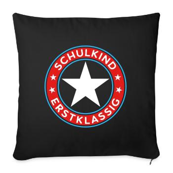Schulkind 2026 Erstklassig Einschulung Schulanfang - Sofakissenbezug 45 x 45 cm - Schwarz - Vorne