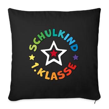 Schulkind 2026 1. Klasse Einschulung Schulanfang - Sofakissenbezug 45 x 45 cm - Schwarz - Vorne