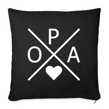 Icône de la Croix du Cœur de la POA - Housse de coussin décorative 45 x 45 cm - noir - Devant