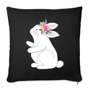 Little with flowers - Sofa pillowcase 17,3'' x 17,3'' (45 x 45 cm) - black - Front