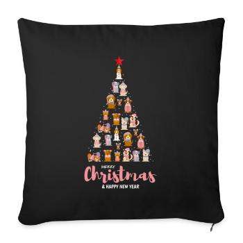 Funny Dogs Lover Christmas Tree - Housse de coussin décorative 45 x 45 cm - noir - Devant