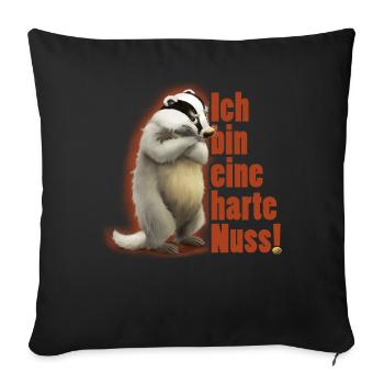 Grimmiger Dachs Die wandernde Nuss - Sofakissenbezug 45 x 45 cm - Schwarz - Vorne