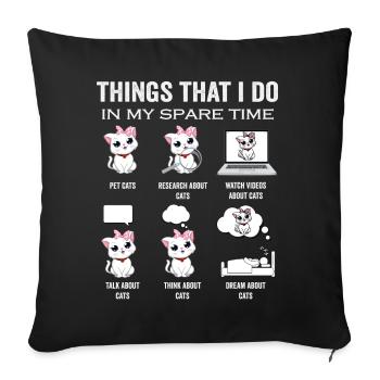Chemise drôle d’amoureux des chats pour chat maman et papa chats - Housse de coussin décorative 45 x 45 cm - noir - Devant