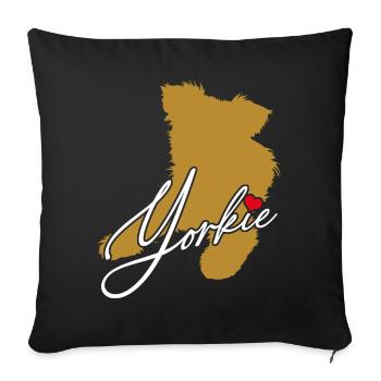Yorkie Silhouette Yorkshire Terrier with Heart - Sofa pillowcase 17,3'' x 17,3'' (45 x 45 cm) - black - Front