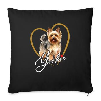 Yorkshire Terrier Puppy Yorkie in Heart Frame - Sofa pillowcase 17,3'' x 17,3'' (45 x 45 cm) - black - Front