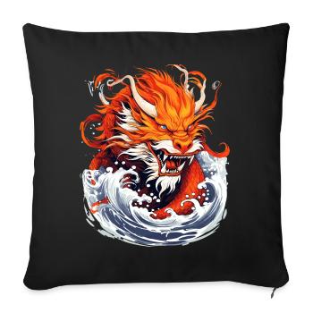 Année du Dragon 2024 Dragonfire - Housse de coussin décorative 45 x 45 cm - noir - Devant
