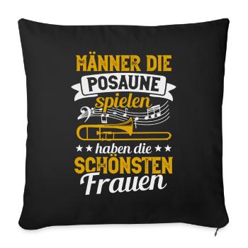 Posaune Männer Posaunist Blasmusik Posaunenspieler - Sofakissenbezug 45 x 45 cm - Schwarz - Vorne