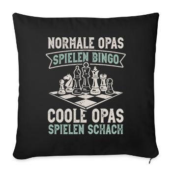 Schach Opa Schachspieler Schachbrett - Sofakissenbezug 45 x 45 cm - Schwarz - Vorne