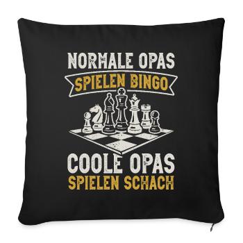 Schach Opa Schachspieler Schachbrett - Sofakissenbezug 45 x 45 cm - Schwarz - Vorne