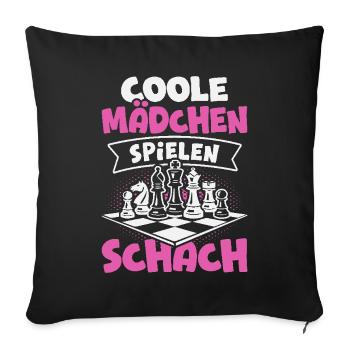 Schachspieler Coole Mädchen spielen Schach - Sofakissenbezug 45 x 45 cm - Schwarz - Vorne
