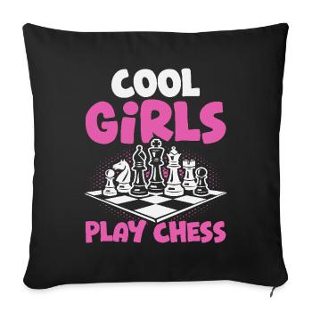 Chess Player Cool Girls Play Chess - Sofa pillowcase 17,3'' x 17,3'' (45 x 45 cm) - black - Front