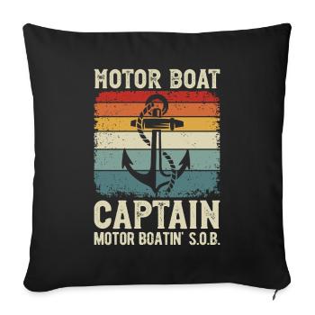 Motor Boat Captain Anchor Motor Boating - Sofa pillowcase 17,3'' x 17,3'' (45 x 45 cm) - black - Front
