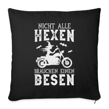 Motorrad Hexe Biker Frau Motorradfahrerin - Sofakissenbezug 45 x 45 cm - Schwarz - Vorne