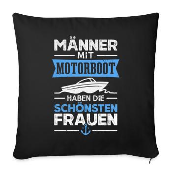 Motorboot Bootfahren Bootsfahrer Boot - Sofakissenbezug 45 x 45 cm - Schwarz - Vorne
