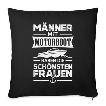 Motorboot Bootfahren Bootsfahrer Boot - Sofakissenbezug 45 x 45 cm - Schwarz - Vorne