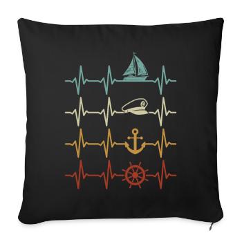 Sailing Heartbeat Sailboat Boater Sailor - Sofa pillowcase 17,3'' x 17,3'' (45 x 45 cm) - black - Front