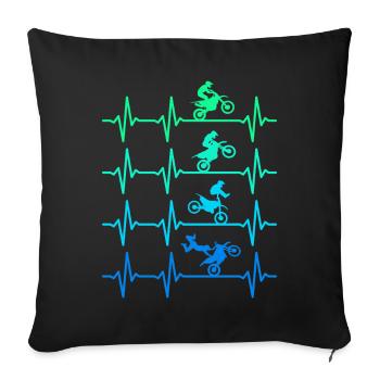 Motocross Heartbeat Enduro Supercross Dirt Bike - Housse de coussin décorative 45 x 45 cm - noir - Devant