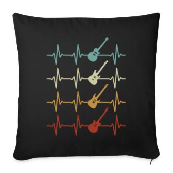 Guitares Heartbeat Guitariste Musicien Guitare - Housse de coussin décorative 45 x 45 cm - noir - Devant