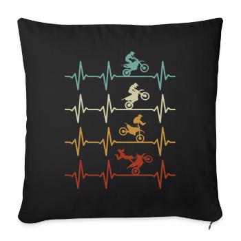 Motocross Heartbeat Enduro Supercross Dirt Bike - Housse de coussin décorative 45 x 45 cm - noir - Devant