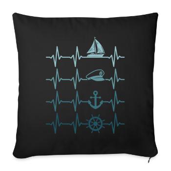 Sailing Heartbeat Sailboat Boater Sailor - Sofa pillowcase 17,3'' x 17,3'' (45 x 45 cm) - black - Front