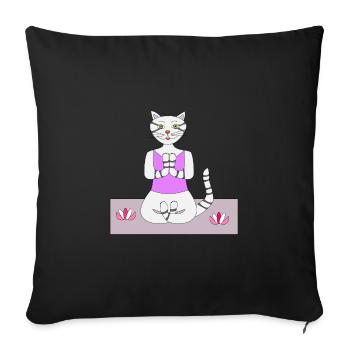 Yoga chat yoga chat bien-être détente - Housse de coussin décorative 45 x 45 cm - noir - Devant