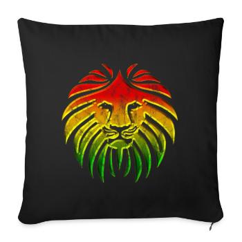 LIKE A LION, Reggae Music Löwe, Rasta Revolution, - Sofakissenbezug 45 x 45 cm - Schwarz - Vorne