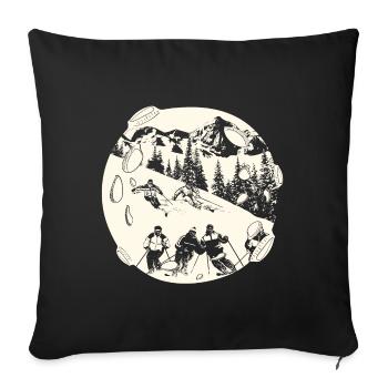 Ski Skiing Skiers - Sofa pillowcase 17,3'' x 17,3'' (45 x 45 cm) - black - Front