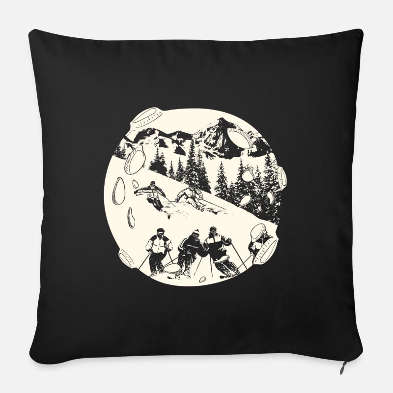 Ski Skifahren Skifahrer - Sofakissenbezug 45 x 45 cm - Schwarz