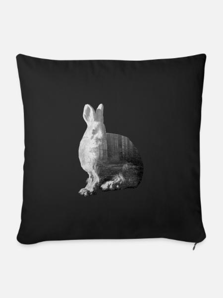 Hase / Wald / Kaninchen - Double Exposure Design - Sofakissenbezug 45 x 45 cm - Schwarz