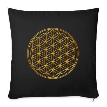 Fleur de vie or - Housse de coussin décorative 45 x 45 cm - noir - Devant