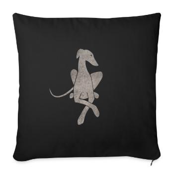Greyhound couché gris clair - Housse de coussin décorative 45 x 45 cm - noir - Devant