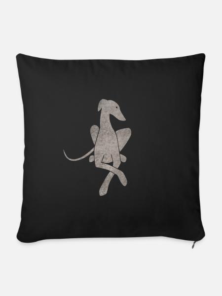 Liegender Windhund hellgrau - Sofakissenbezug 45 x 45 cm - Schwarz