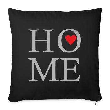 HOME red Heart - Sofakissenbezug 45 x 45 cm - Schwarz - Vorne