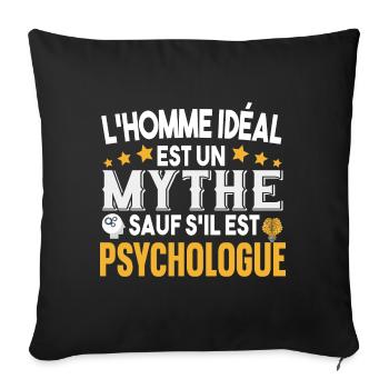 Psychologue Psychologie Métier Humour Cadeau - Housse de coussin décorative 45 x 45 cm - noir - Devant