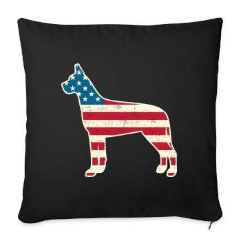 4th of July Great Dane American Flag Dog USA - Sofa pillowcase 17,3'' x 17,3'' (45 x 45 cm) - black - Front