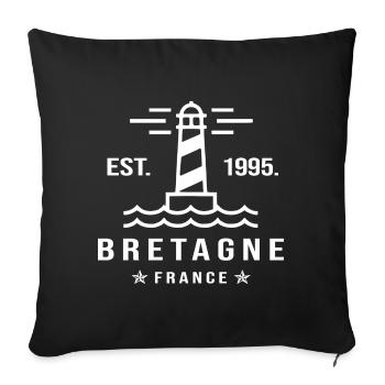 Bretagne breton cadeau cool bzh - Housse de coussin décorative 45 x 45 cm - noir - Devant