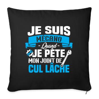 Je suis mécano humour cadeau mécanicien - Housse de coussin décorative 45 x 45 cm - noir - Devant
