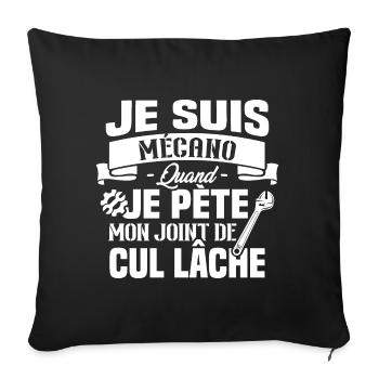 Je suis mécano humour cadeau mécanicien - Housse de coussin décorative 45 x 45 cm - noir - Devant