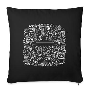 Casserole et plus - blanc - Housse de coussin décorative 45 x 45 cm - noir - Devant