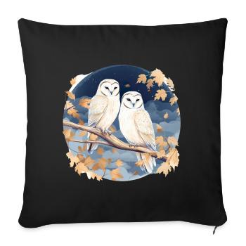 Schleiereule Eulen für einen Eulen Fan - Sofakissenbezug 45 x 45 cm - Schwarz - Vorne