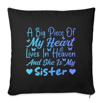 Big Piece My Heart My Sister In Heaven - Housse de coussin décorative 45 x 45 cm - noir - Devant